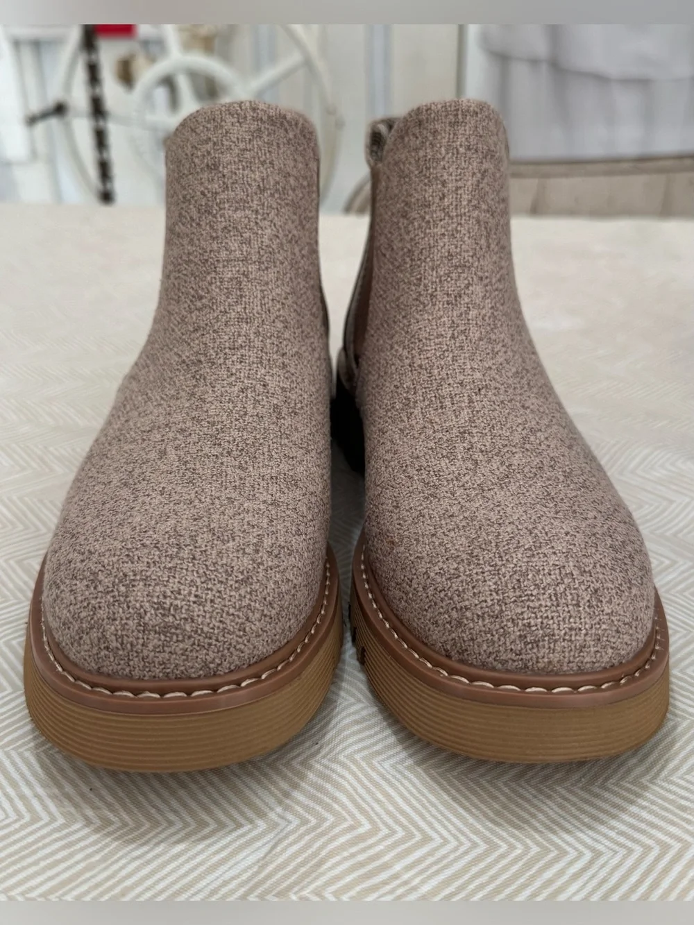 Corkys Taupe Chelsea Booties with Brown Accent